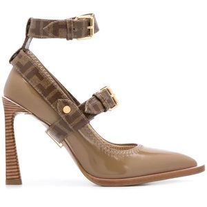 AUTHENTIC Fendi FF Buckled Strap Pumps, Size 37